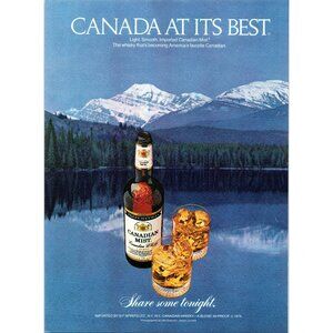1981 Canadian Mist Whisky Lake Beauvert Jasper Rockies Vintage Print Ad Wall Art